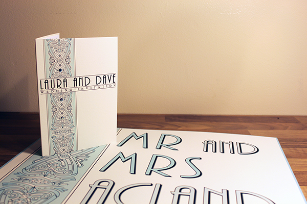 Capri Art Deco wedding sign and invitation with swarovski crystals