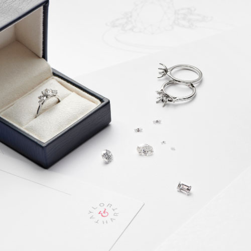 Bespoke engagement ring in a box by Taylor & Hart London