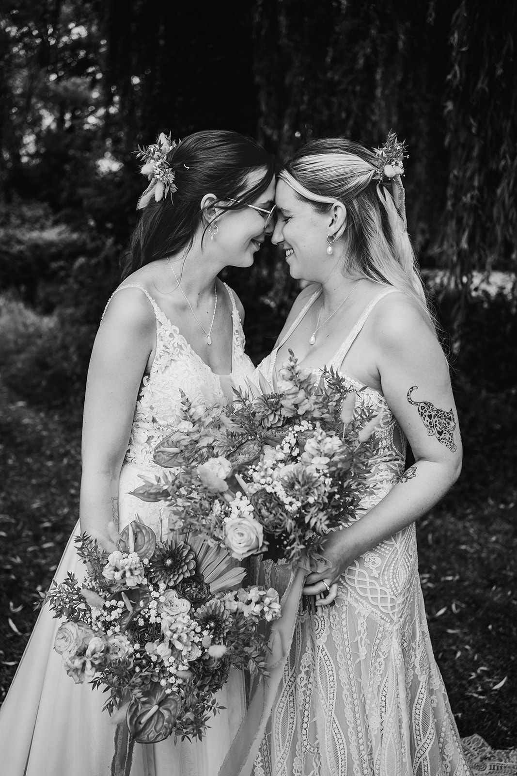 Photos from a colourful pink and orange glitter ball wedding near Westbury by Becky Weir Photography