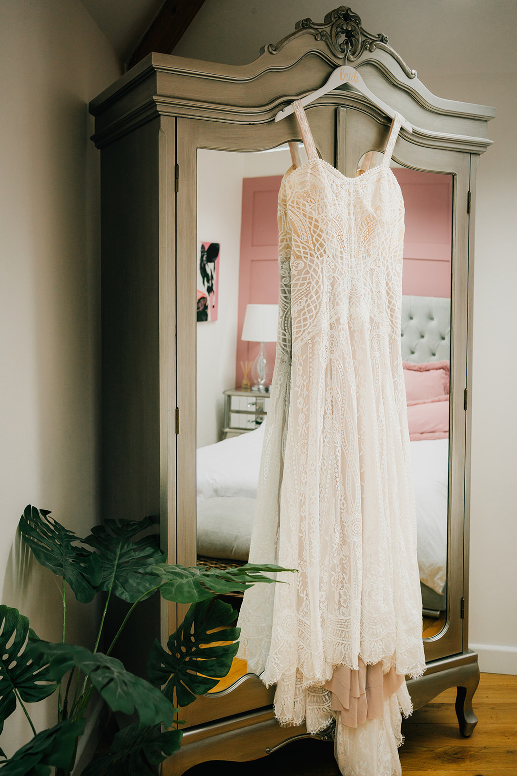 Photos from a colourful pink and orange glitter ball wedding near Westbury by Becky Weir Photography