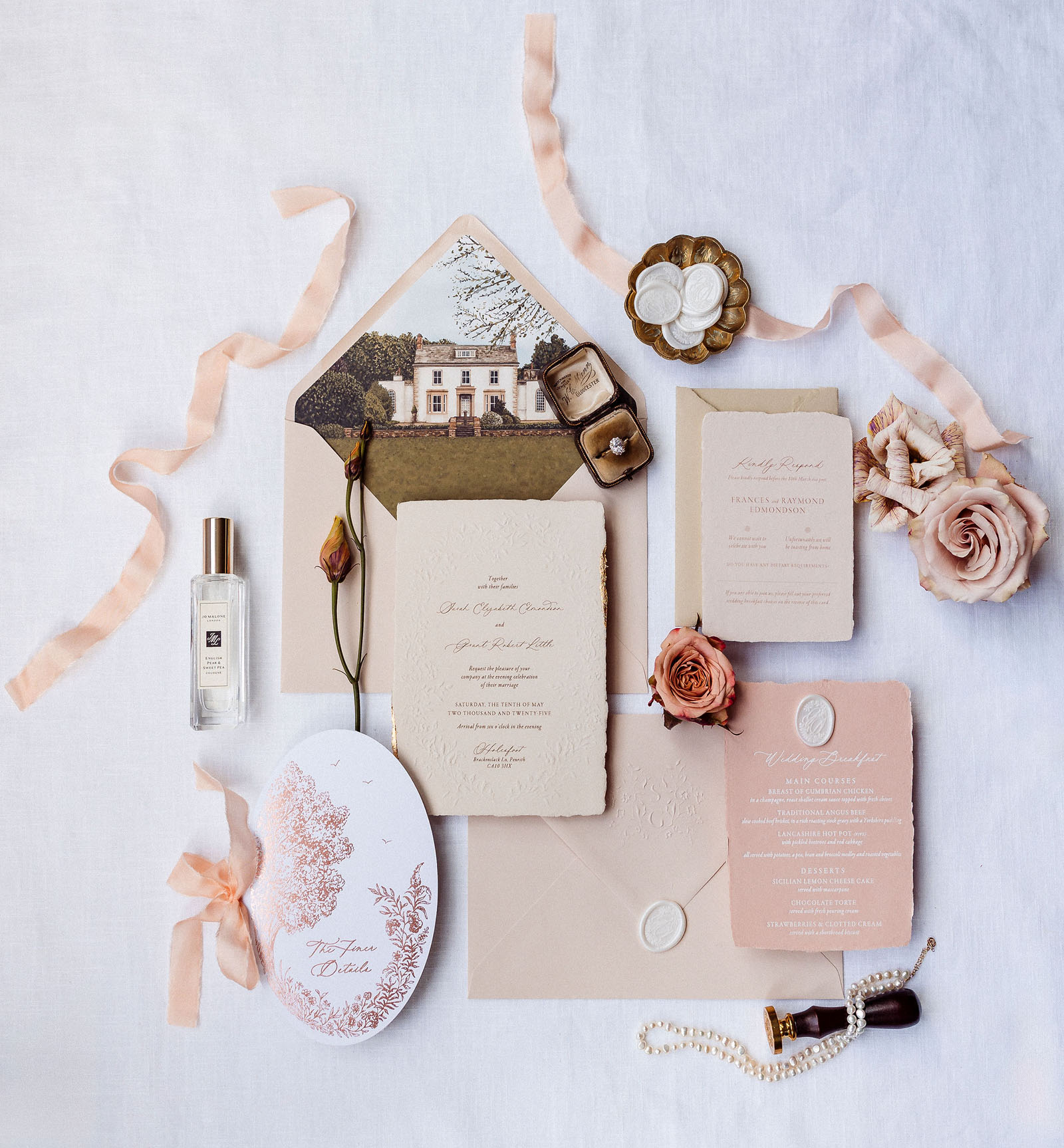 wedding styling photoshoot from Cumbria with seasonal spring florals and timeless design captured by Cumbrian wedding photographer Mark Battista