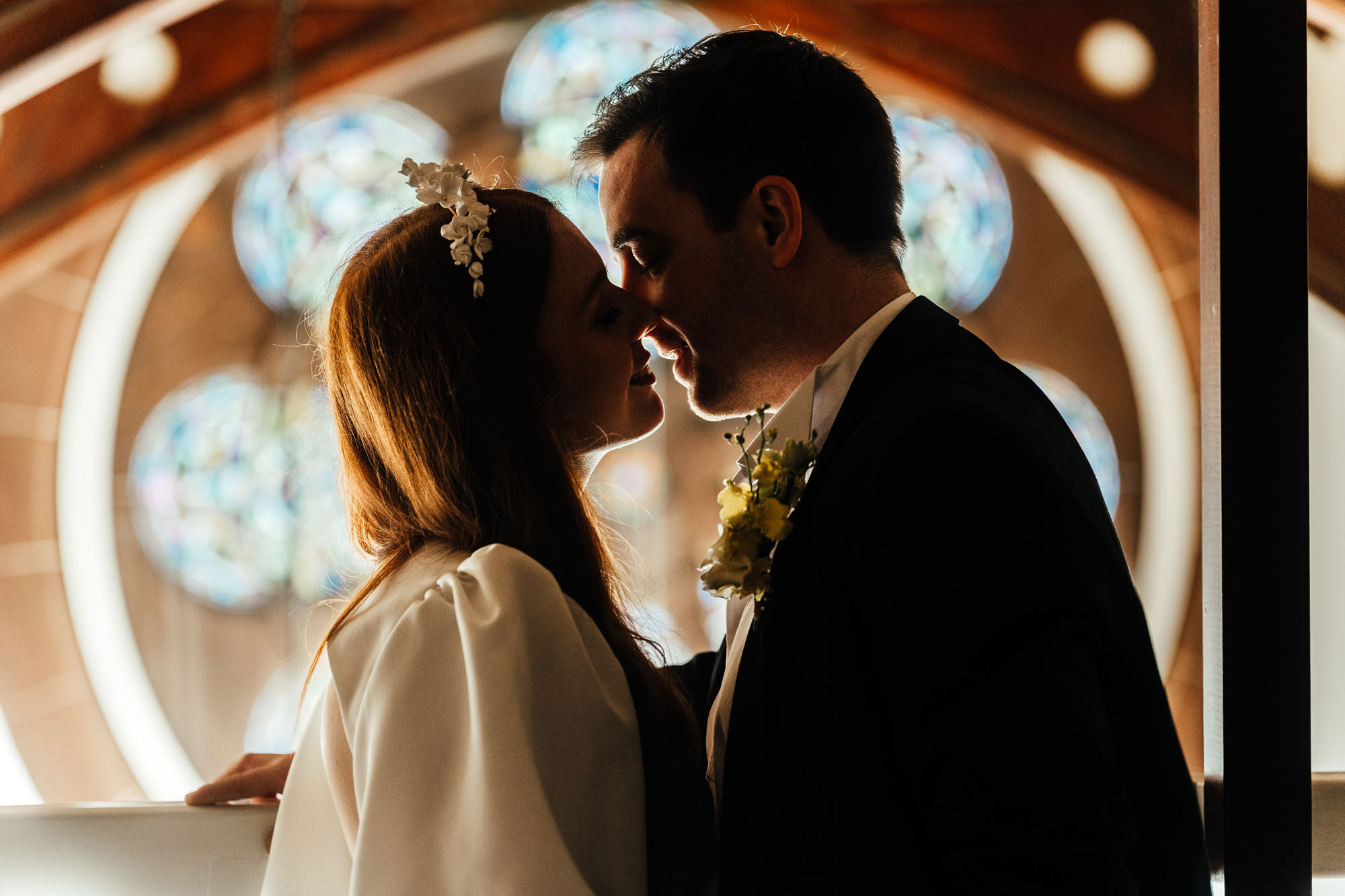 Styled wedding editorial from The Old Church Ayrshire with yellow flowers and olive branch styling, photographed by Hannah Hall Photography