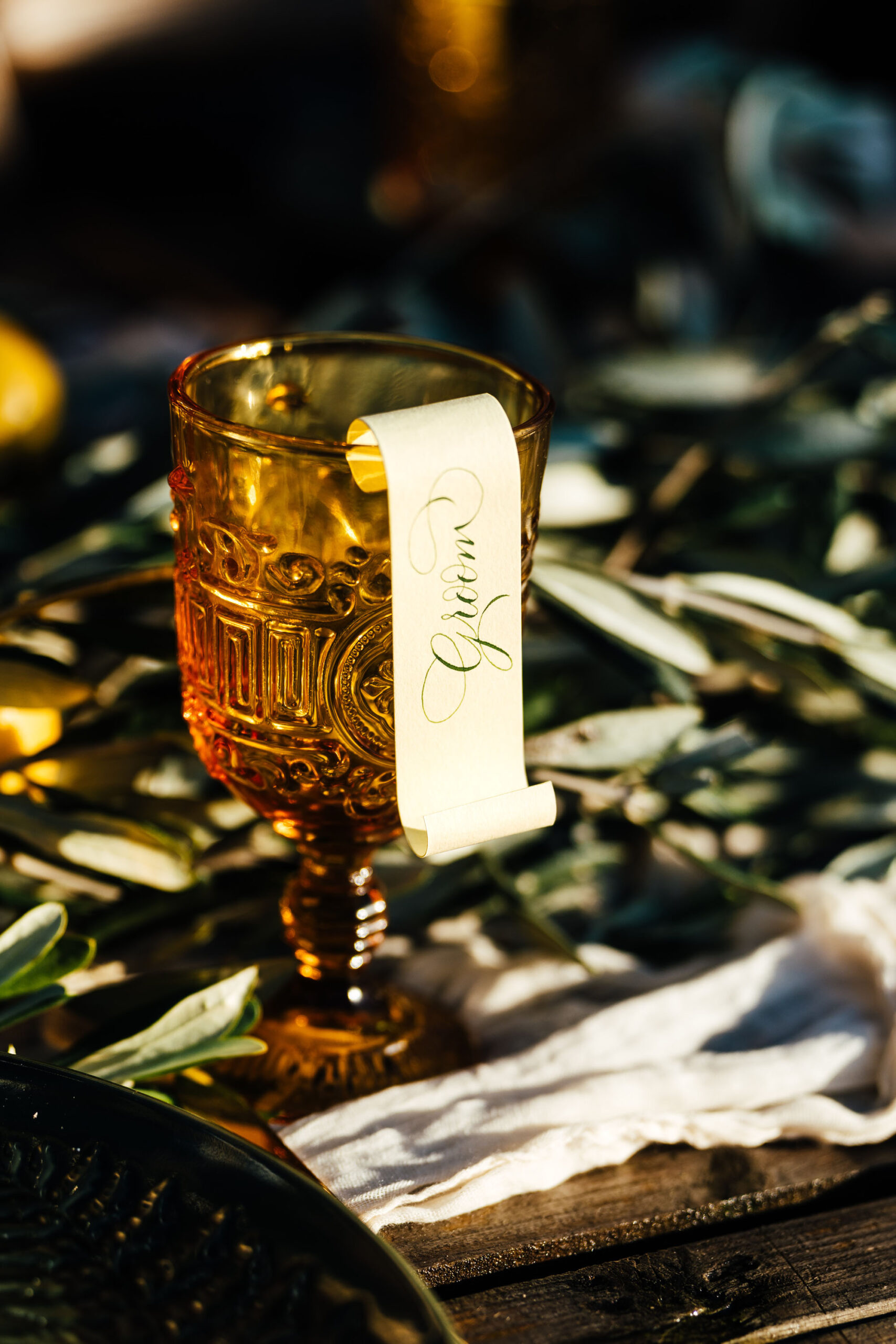 Styled wedding editorial from The Old Church Ayrshire with yellow flowers and olive branch styling, photographed by Hannah Hall Photography