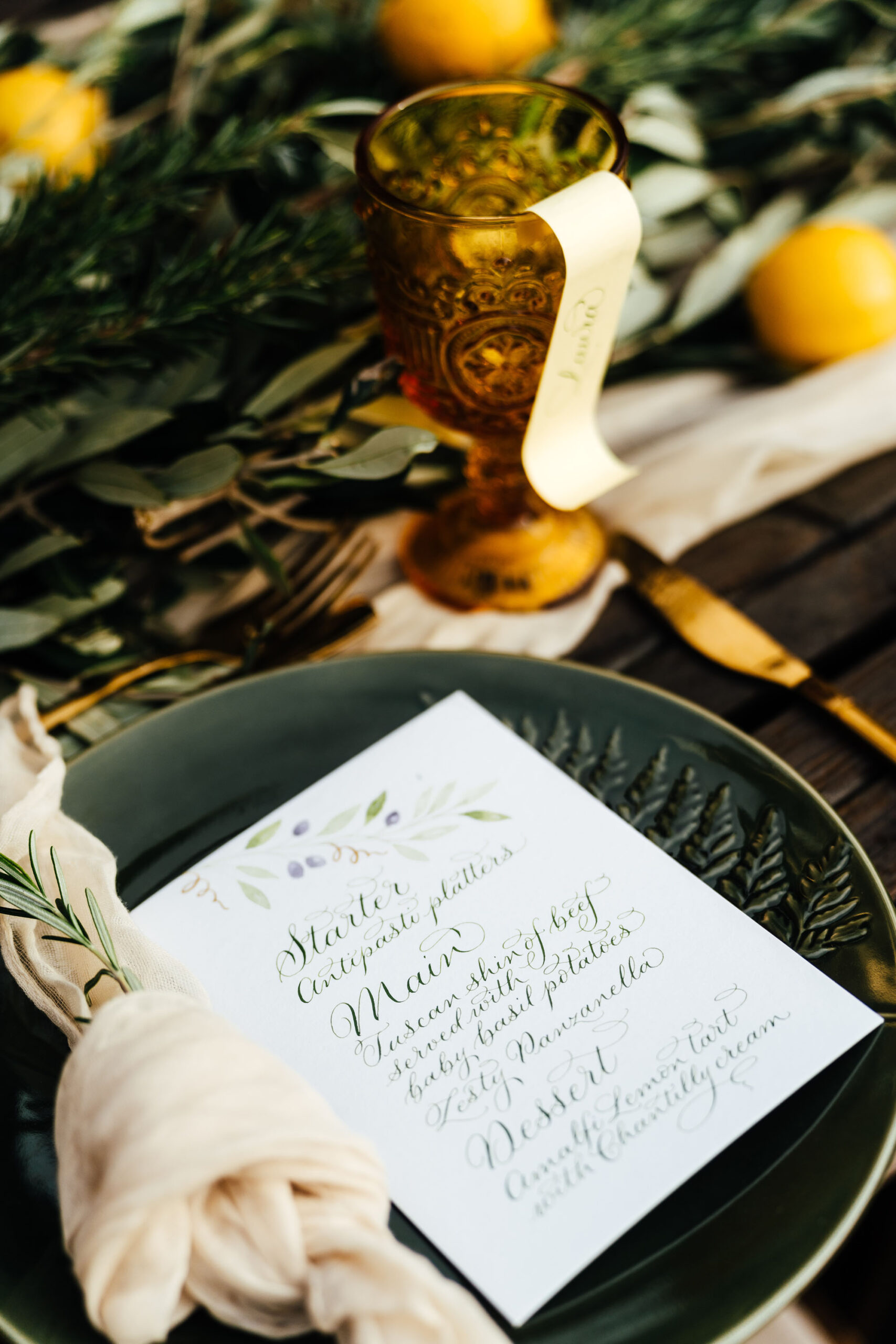 Styled wedding editorial from The Old Church Ayrshire with yellow flowers and olive branch styling, photographed by Hannah Hall Photography