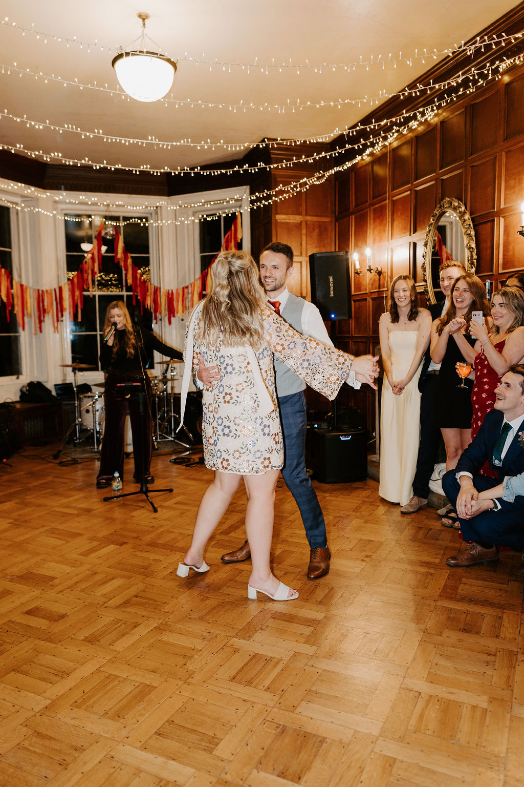 Colourful DIY wedding with streamers and stunning flowers at Colehayes Park South Devon with Hannah Timm Photography
