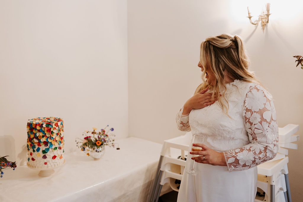 Colourful DIY wedding with streamers and stunning flowers at Colehayes Park South Devon with Hannah Timm Photography