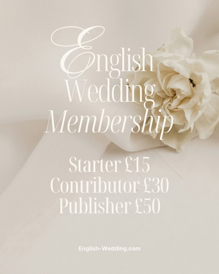 Graphic showing price brackets for English Wedding membership options