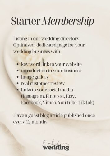 Starter Membership of English Wedding with benefits explained