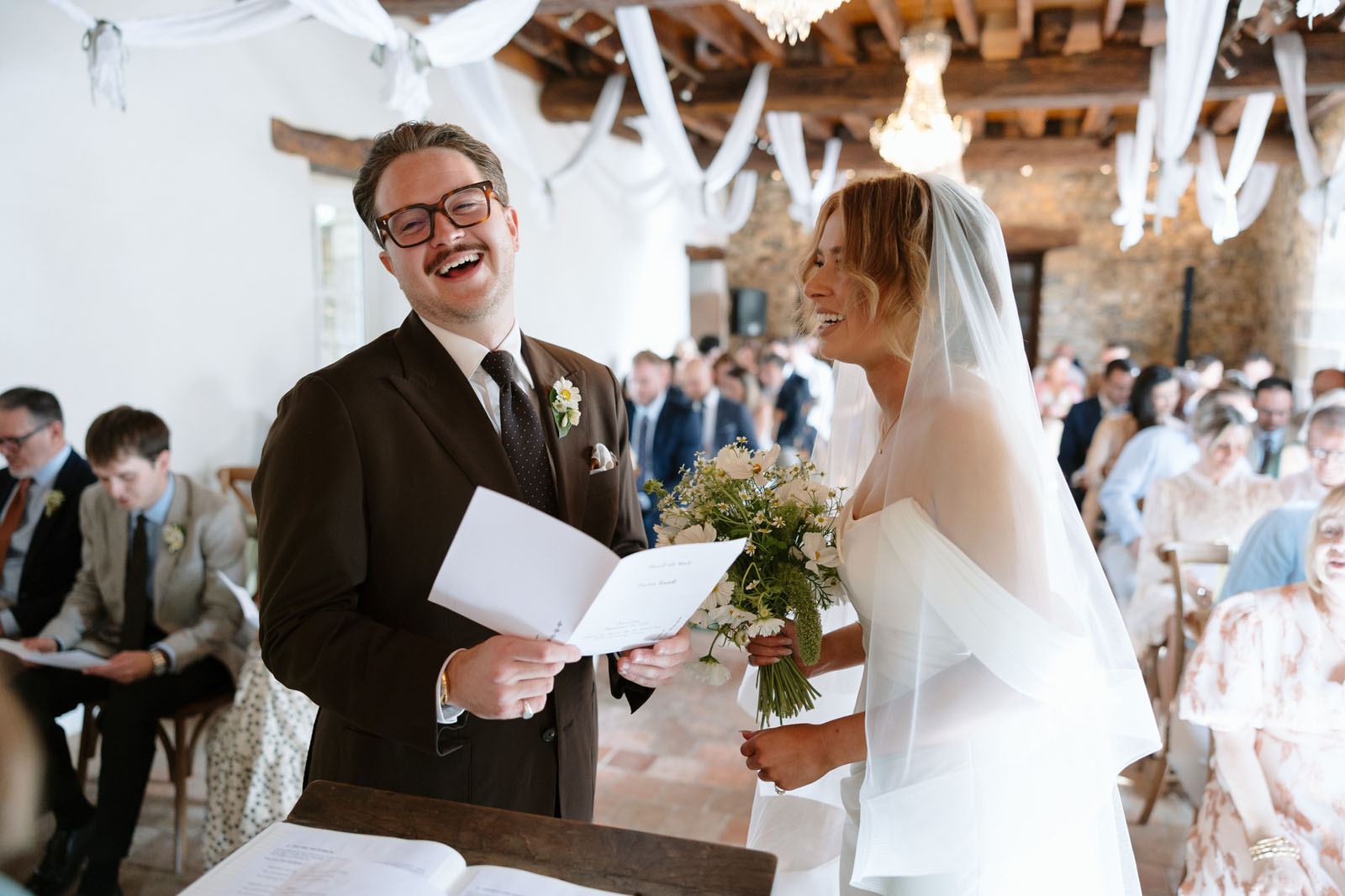 Wedding photographer in France capturing joyful moments at a relaxed destination wedding