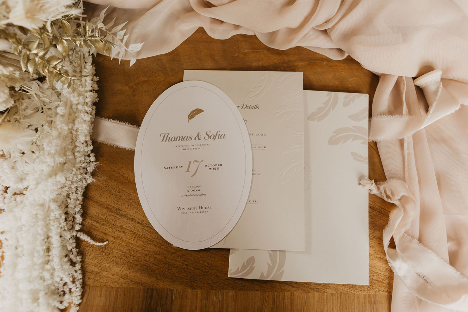 wedding ideas in natural muted champagne tones from Wivenhoe House in Colchester
