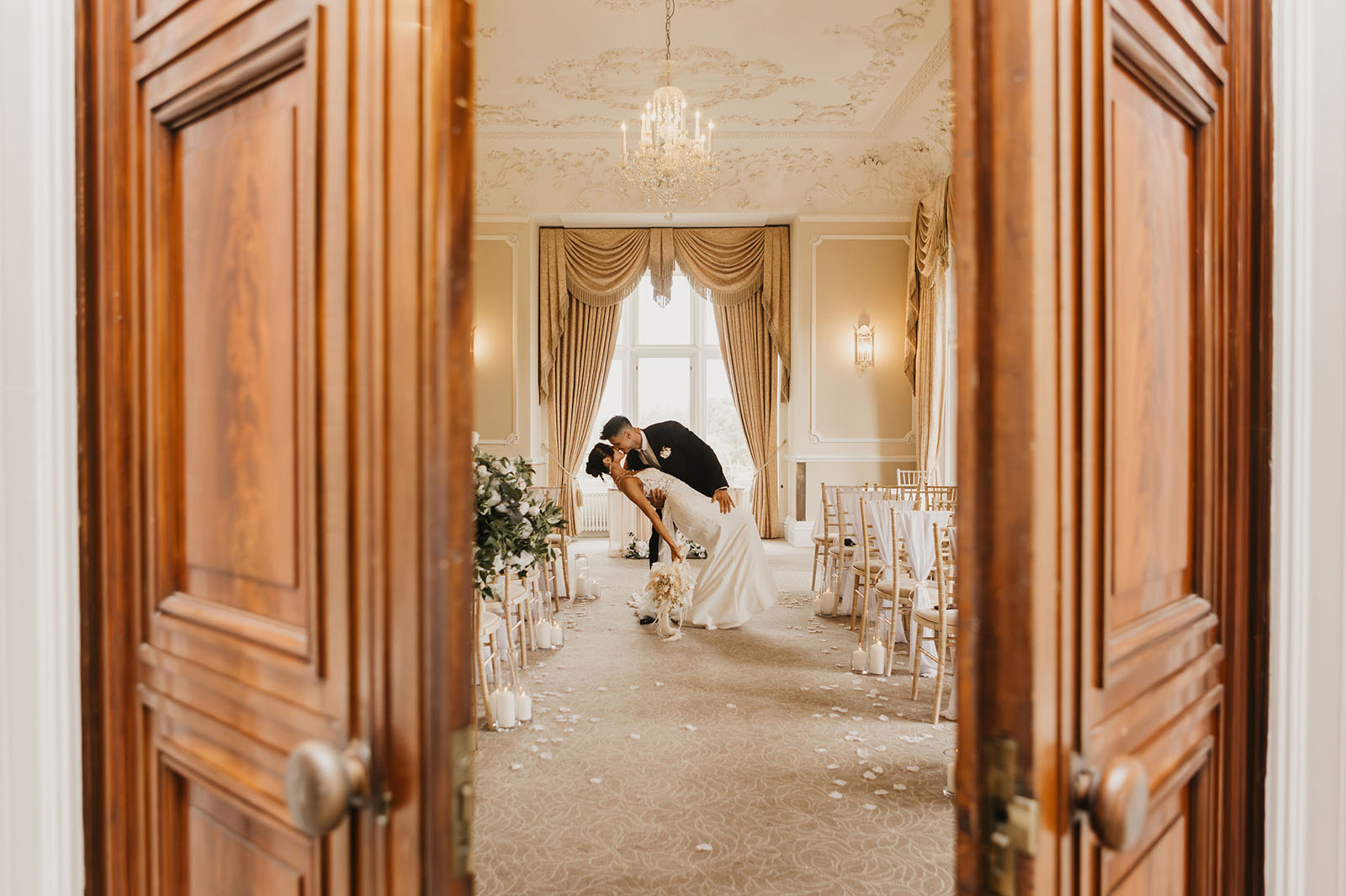 wedding ideas in natural muted champagne tones from Wivenhoe House in Colchester