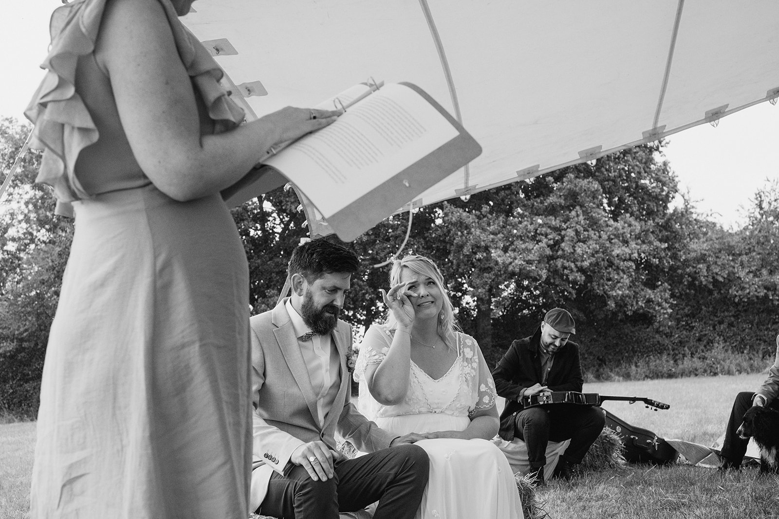 rainy outdoor garden wedding in Kent with candid photography by York Place Studios