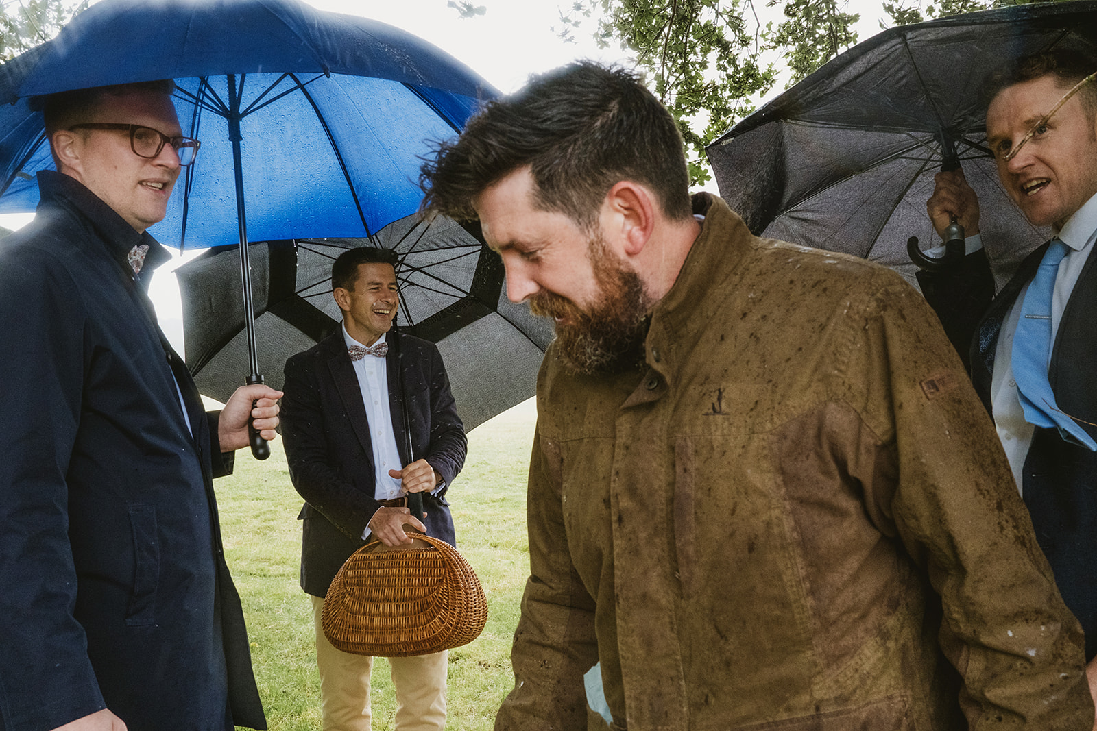 rainy outdoor garden wedding in Kent with candid photography by York Place Studios