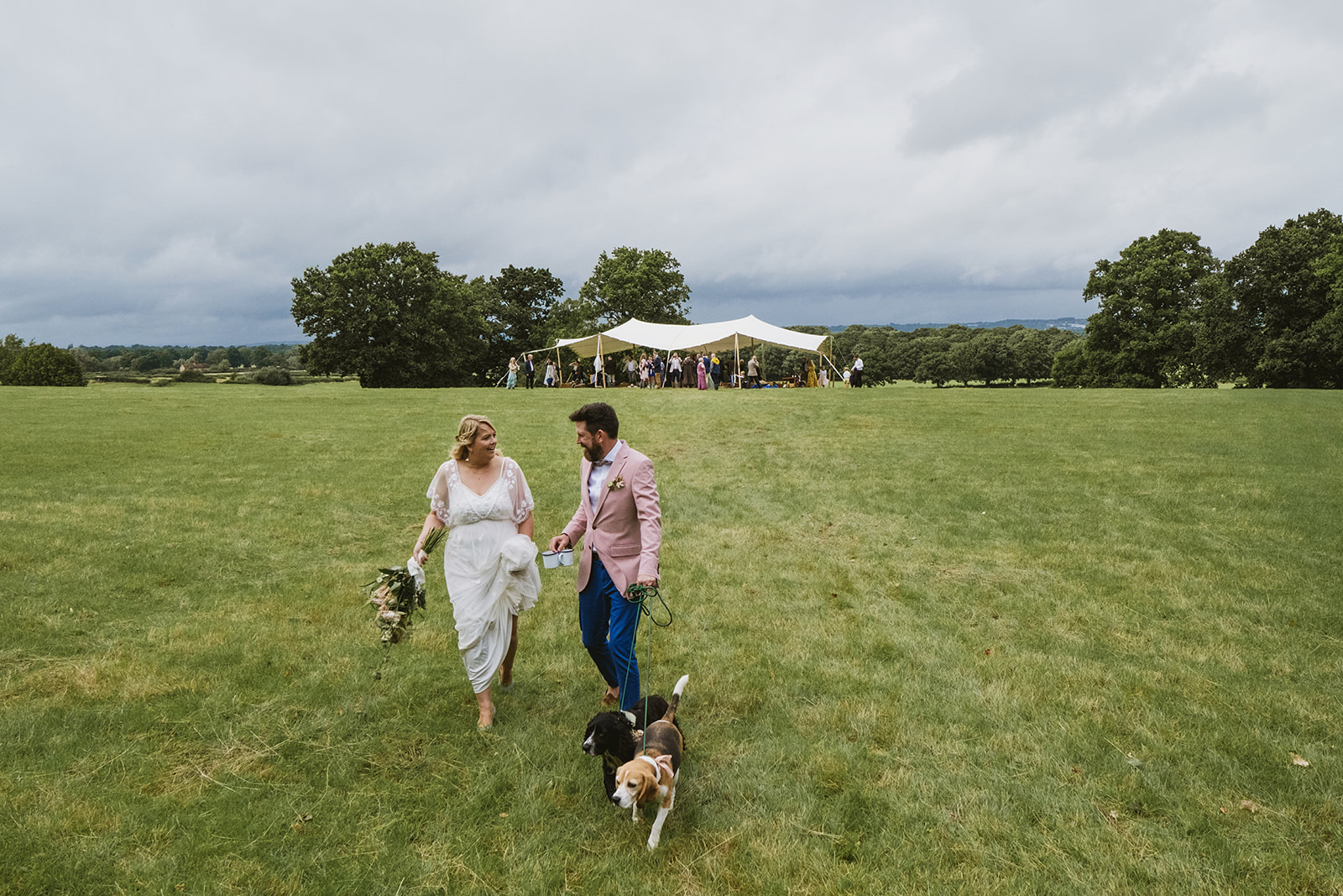 rainy outdoor garden wedding in Kent with candid photography by York Place Studios