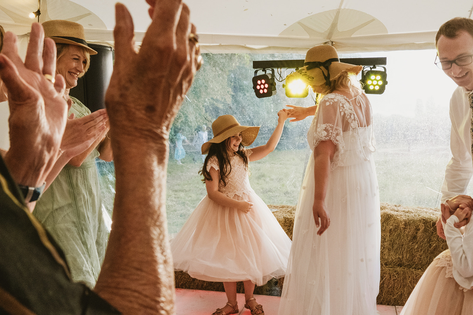 rainy outdoor garden wedding in Kent with candid photography by York Place Studios