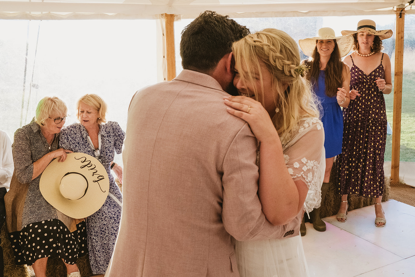 rainy outdoor garden wedding in Kent with candid photography by York Place Studios