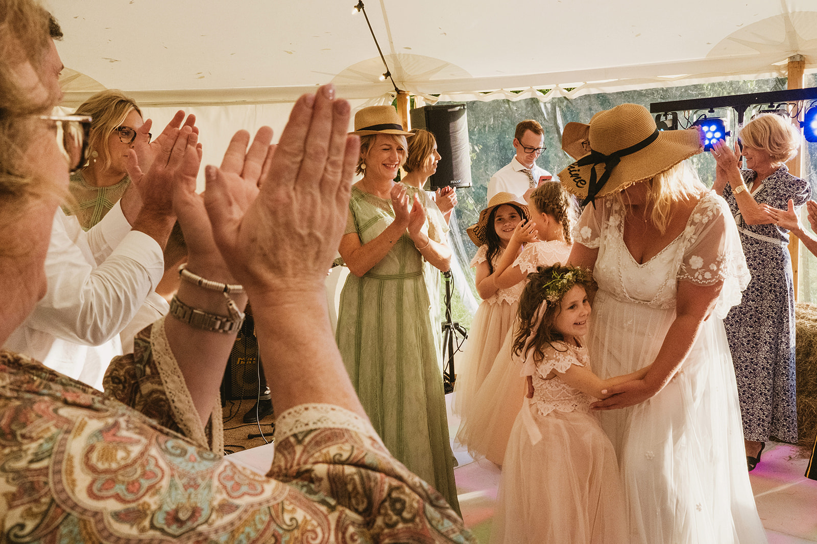 rainy outdoor garden wedding in Kent with candid photography by York Place Studios