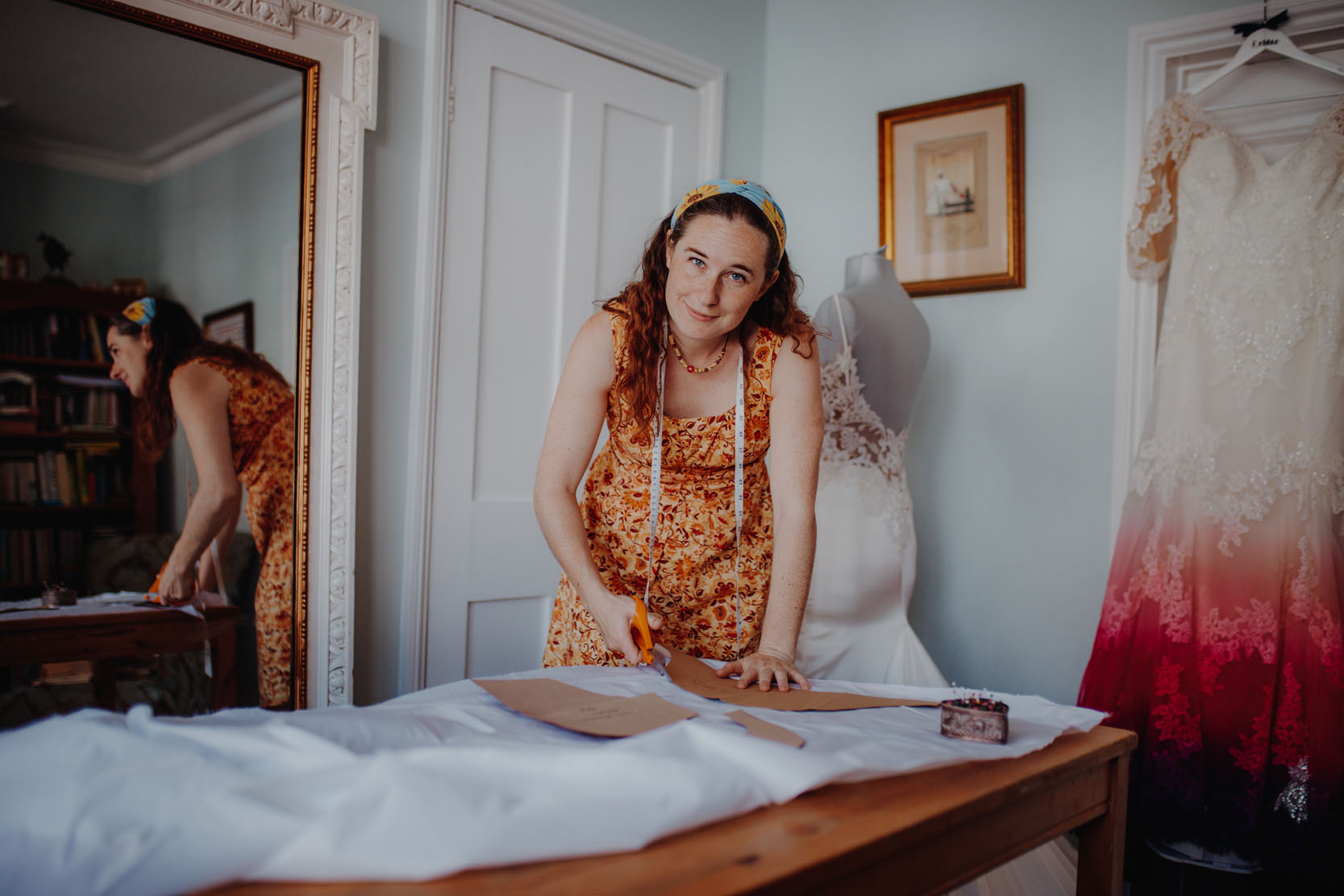 Bespoke bridal designer Felicity Westmacott in her studio