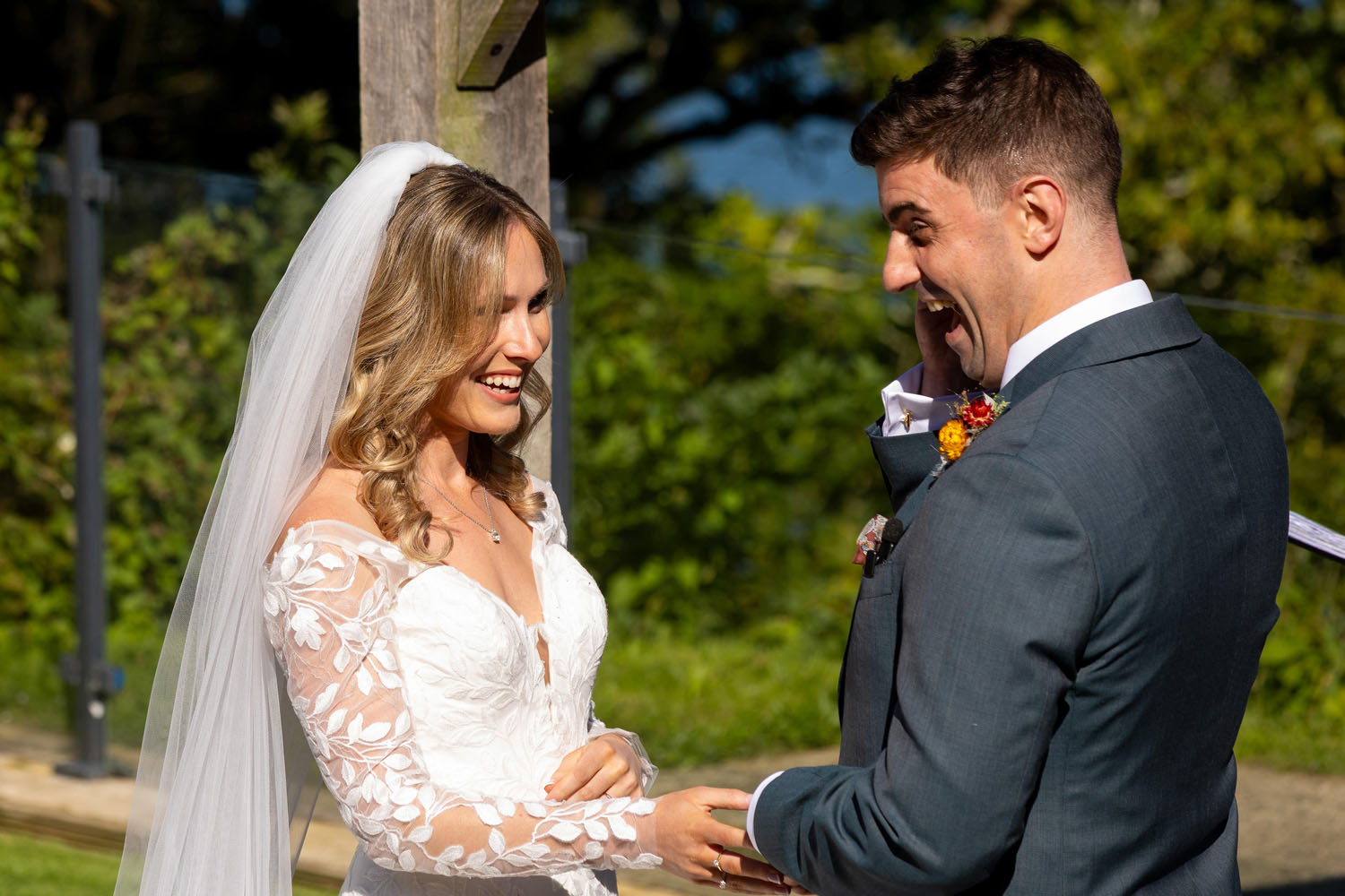 real wedding at Sandy Cove Devon on a bright sunny day | Devon and Somerset wedding photographer Martin Dabek