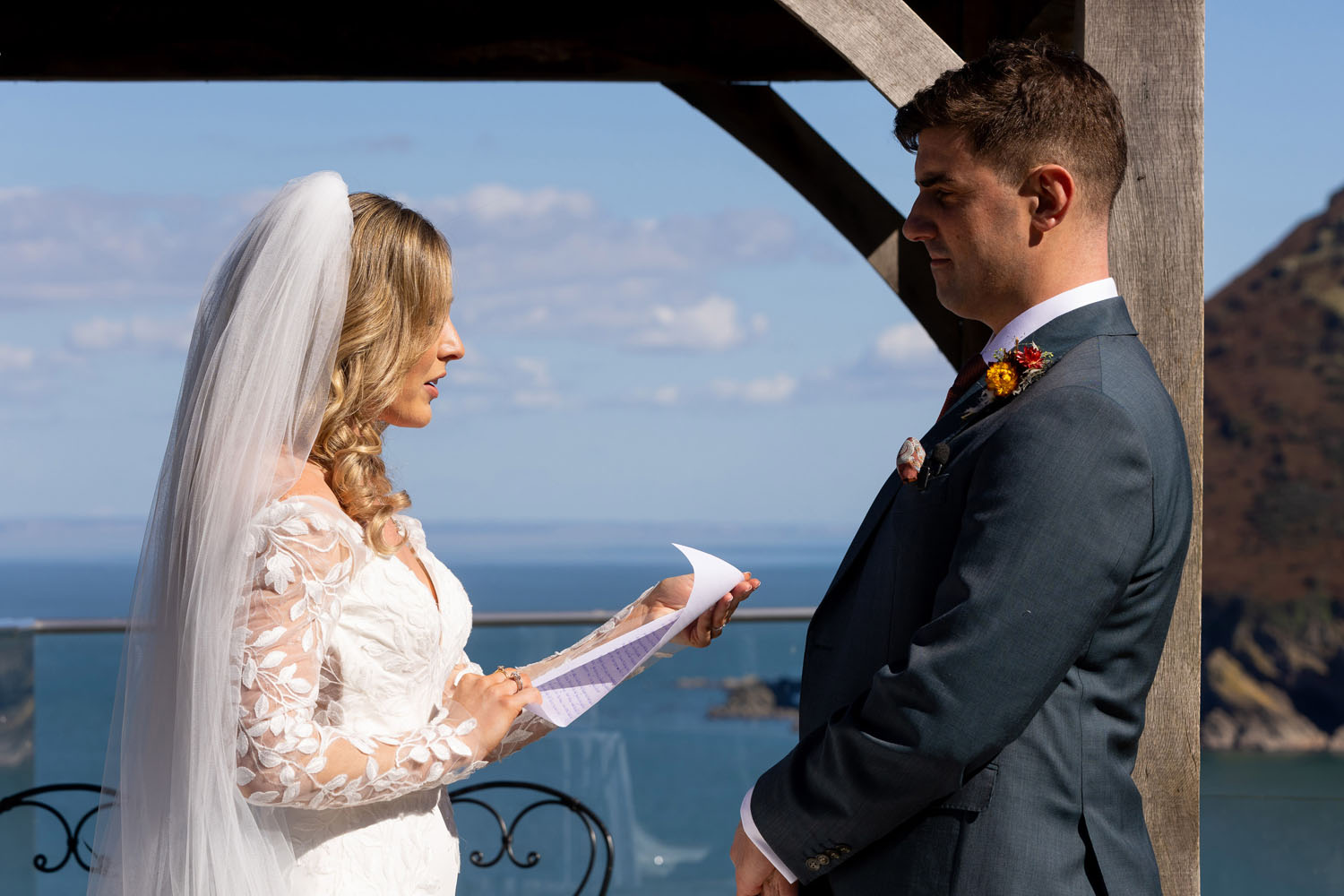 real wedding at Sandy Cove Devon on a bright sunny day | Devon and Somerset wedding photographer Martin Dabek