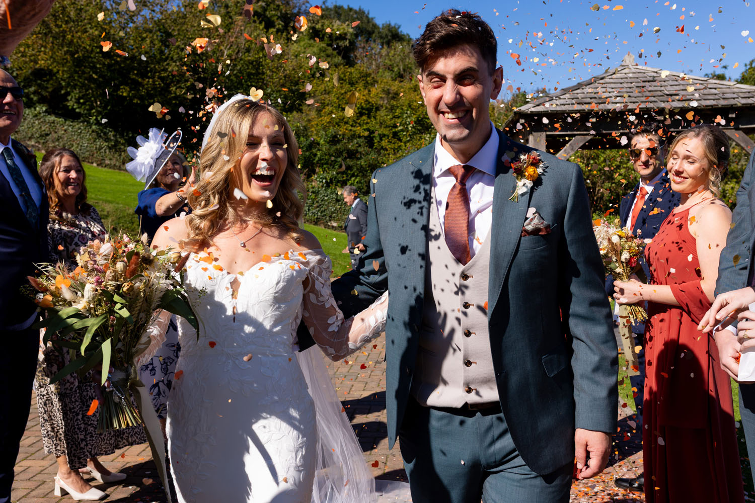 real wedding at Sandy Cove Devon on a bright sunny day | Devon and Somerset wedding photographer Martin Dabek