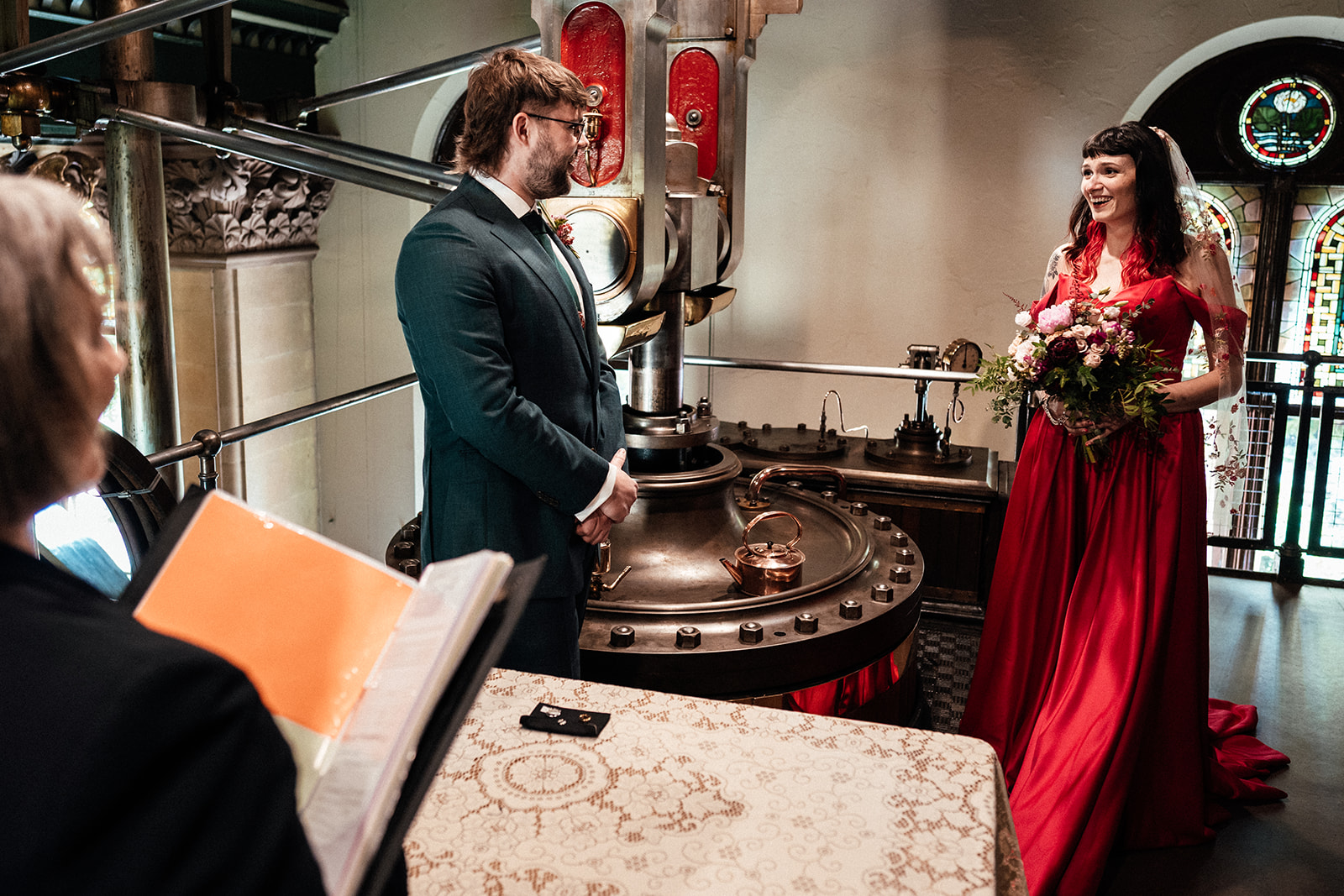 alternative real wedding at Papplewick Pumping House venue with documentary wedding photographer Simon Dewey