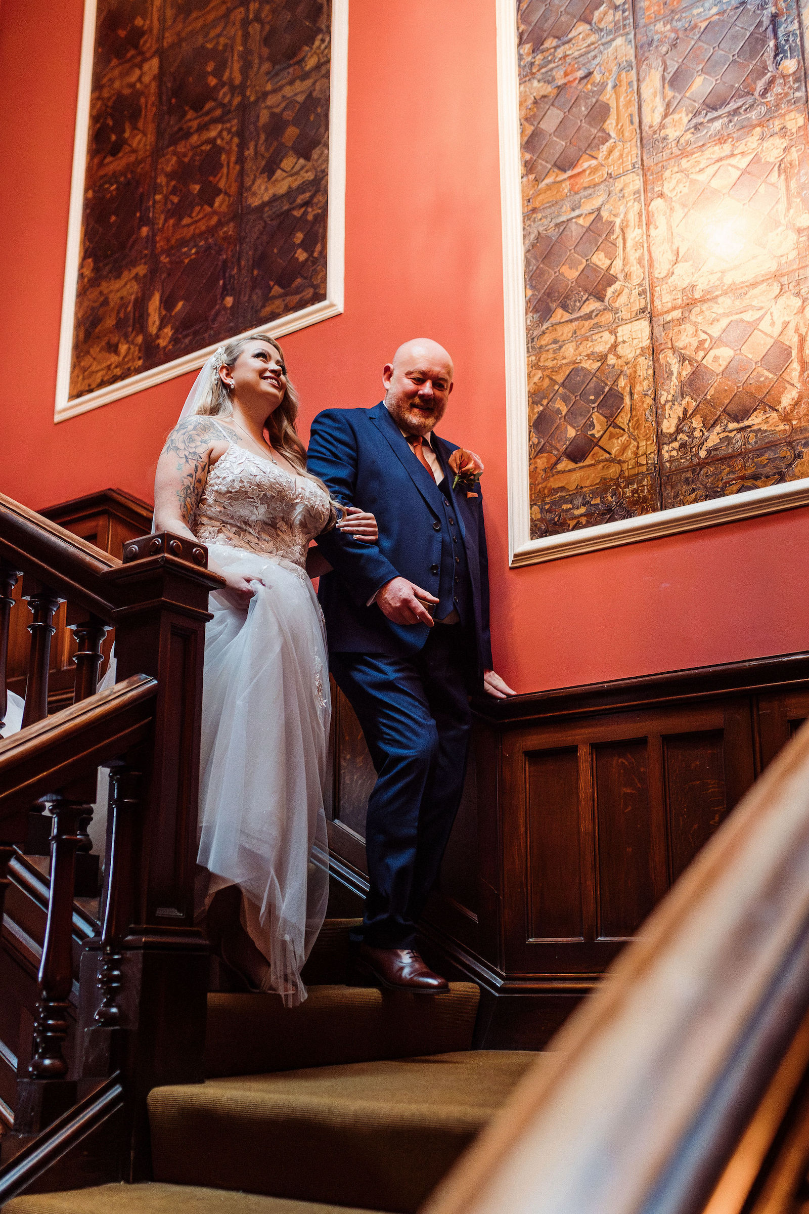 real wedding with a tattooed bride and groom at Falcon Manor in Yorkshire, with Mark Battista Photography