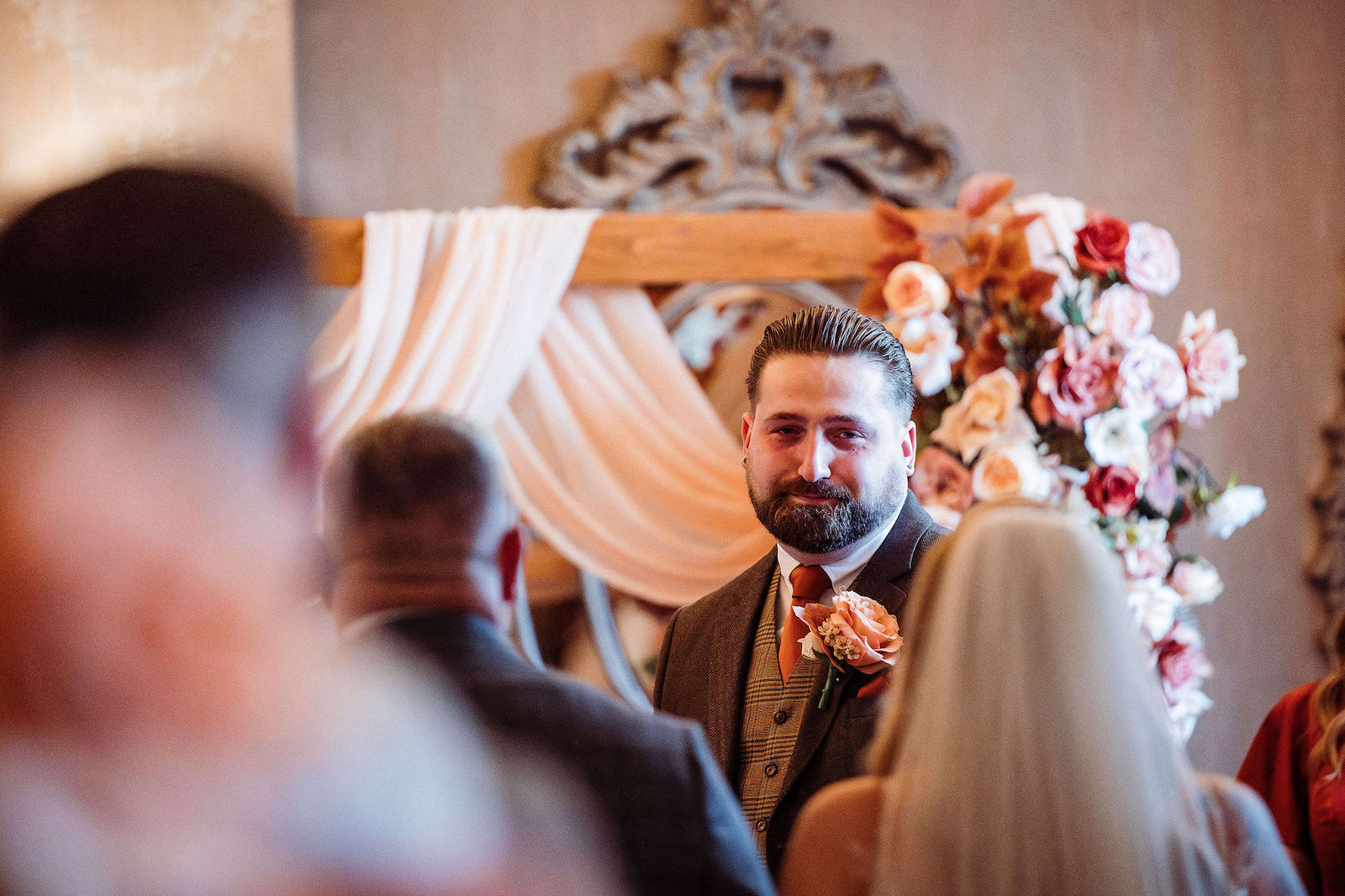 real wedding with a tattooed bride and groom at Falcon Manor in Yorkshire, with Mark Battista Photography