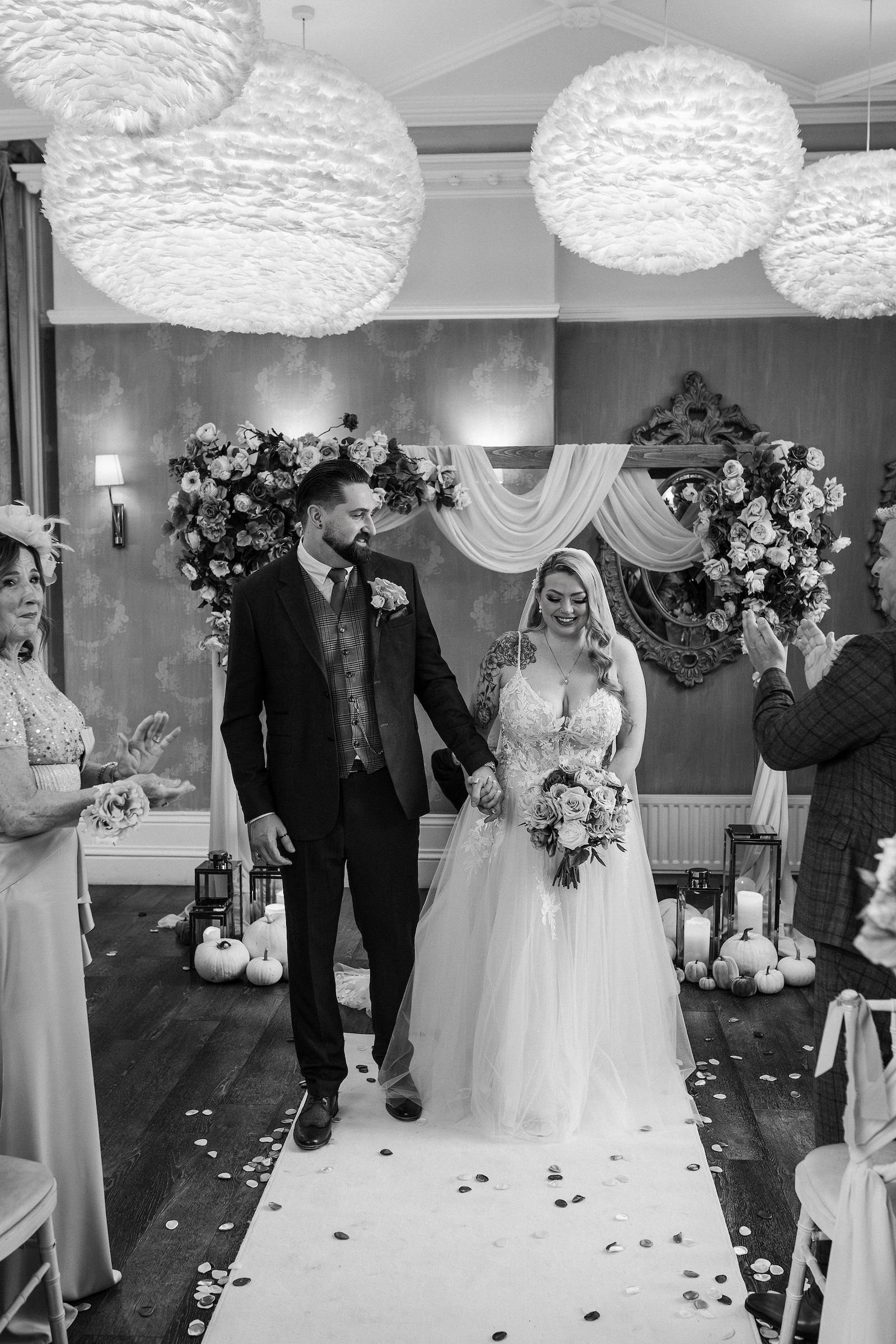 real wedding with a tattooed bride and groom at Falcon Manor in Yorkshire, with Mark Battista Photography