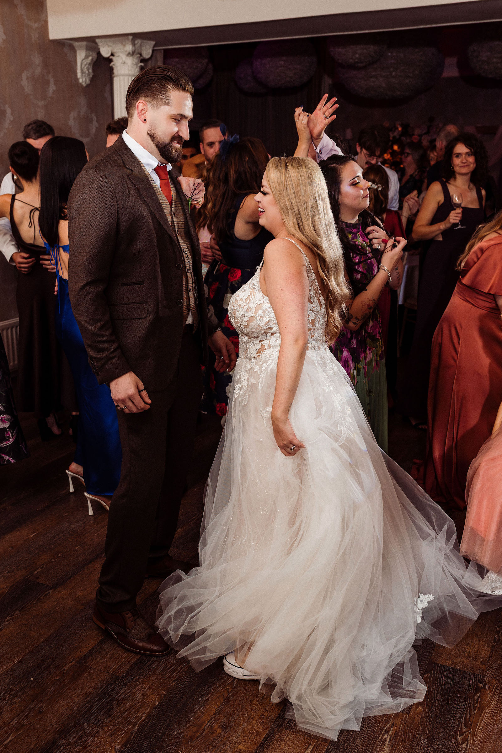 real wedding with a tattooed bride and groom at Falcon Manor in Yorkshire, with Mark Battista Photography