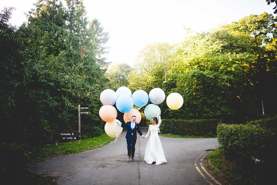 Pastel balloons for a modern wedding at Shenley, with images by Nicola Norton Photography (50)