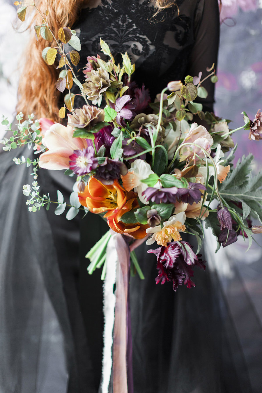 Dark Floral wedding ideas, alternative wedding styling, photo credit Jo Bradbury (28)
