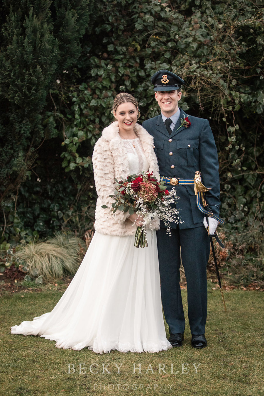 A massive ball of mistletoe for a beautifully styled, elegant winter wedding. Images by Becky Harley Photography (37)