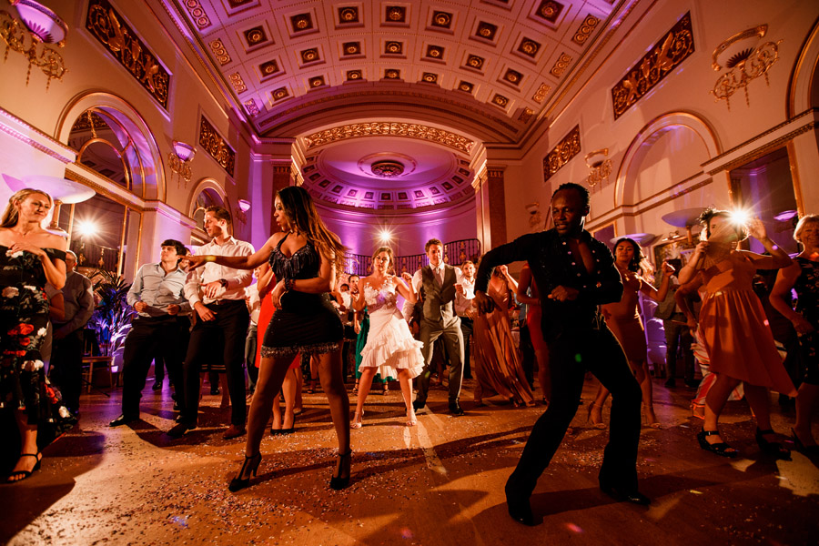 Fabulous party atmosphere for Rhalina & Toby's Landsdowne Club wedding. Damion Mower Photography on English-Wedding.com (28)