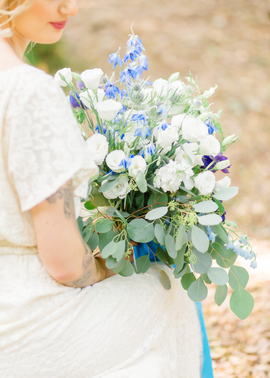 Beautiful and delicate blue tones for a woodland wedding styled by Sara's Events Flowers. Photo credit Natalie Stevenson Photography (31)