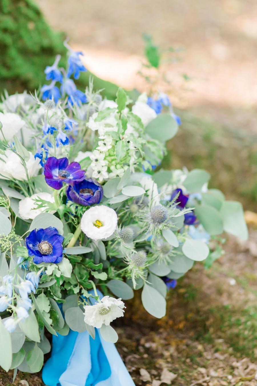 Beautiful and delicate blue tones for a woodland wedding styled by Sara's Events Flowers. Photo credit Natalie Stevenson Photography (32)