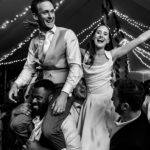 Tess and Tom at their marquee wedding in Swallowfied by Richard Skins Photography