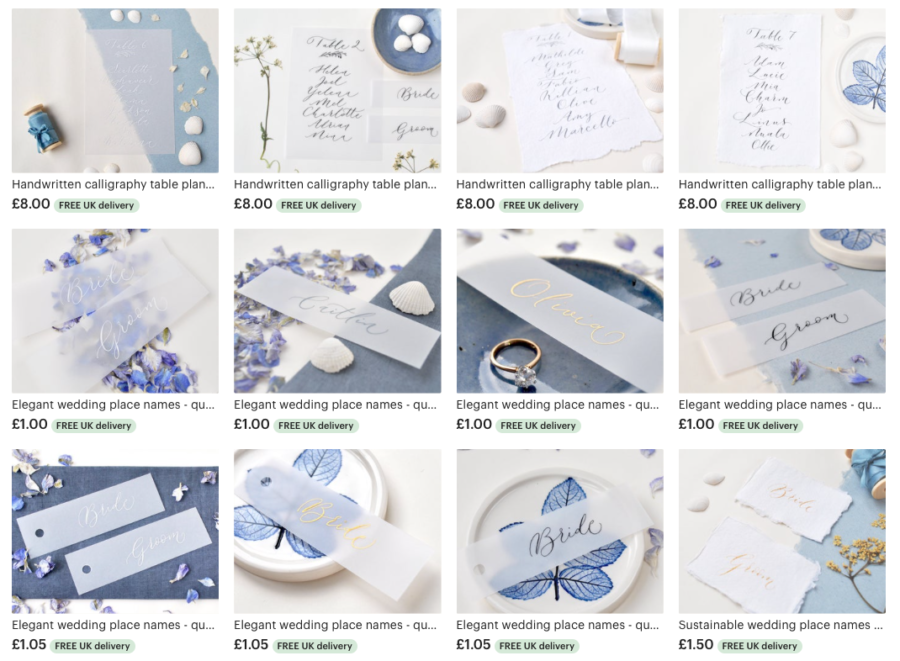 By Moon and Tide calligrapher for weddings, UK nationwide