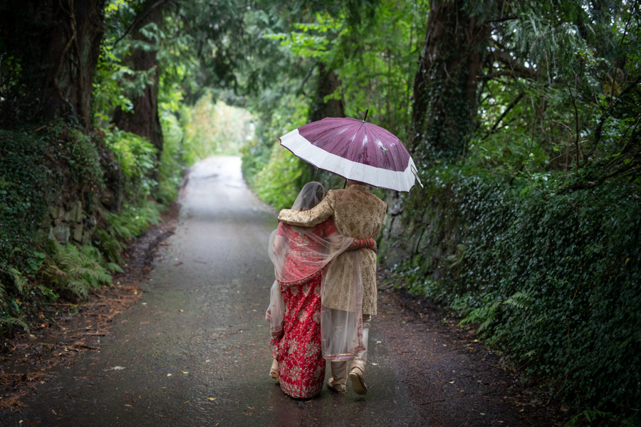 A raining elopement wedding at The Green Weddings in Cornwall by Evolve
