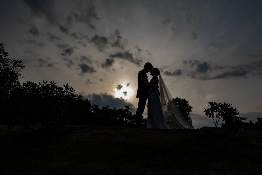 Helen and Dan silhouette at Upton Barn Devon by Evolve