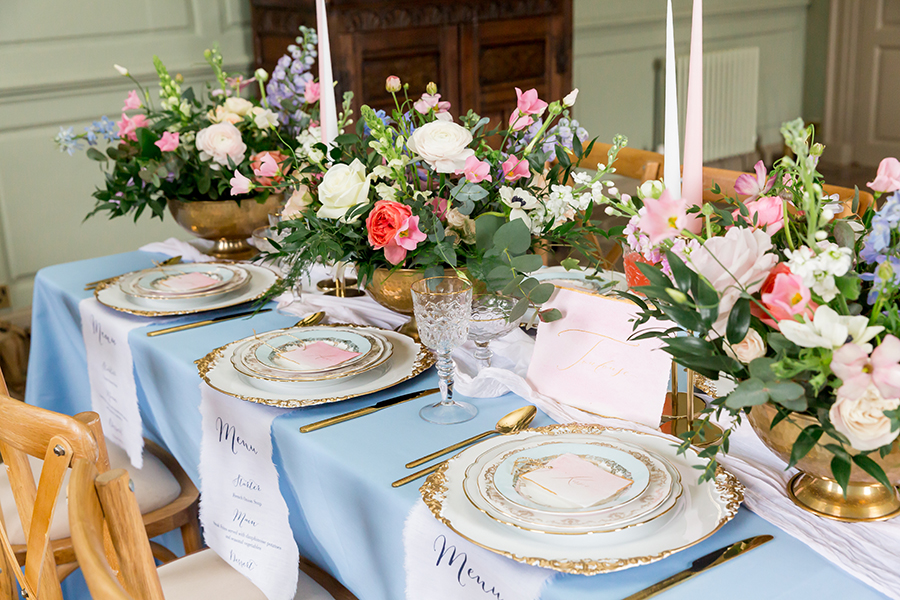 Country Dreams”-A Baroque Inspired, modern romantic English Country wedding shoot with soft pinks and powder blues infused with antique gold. (34)