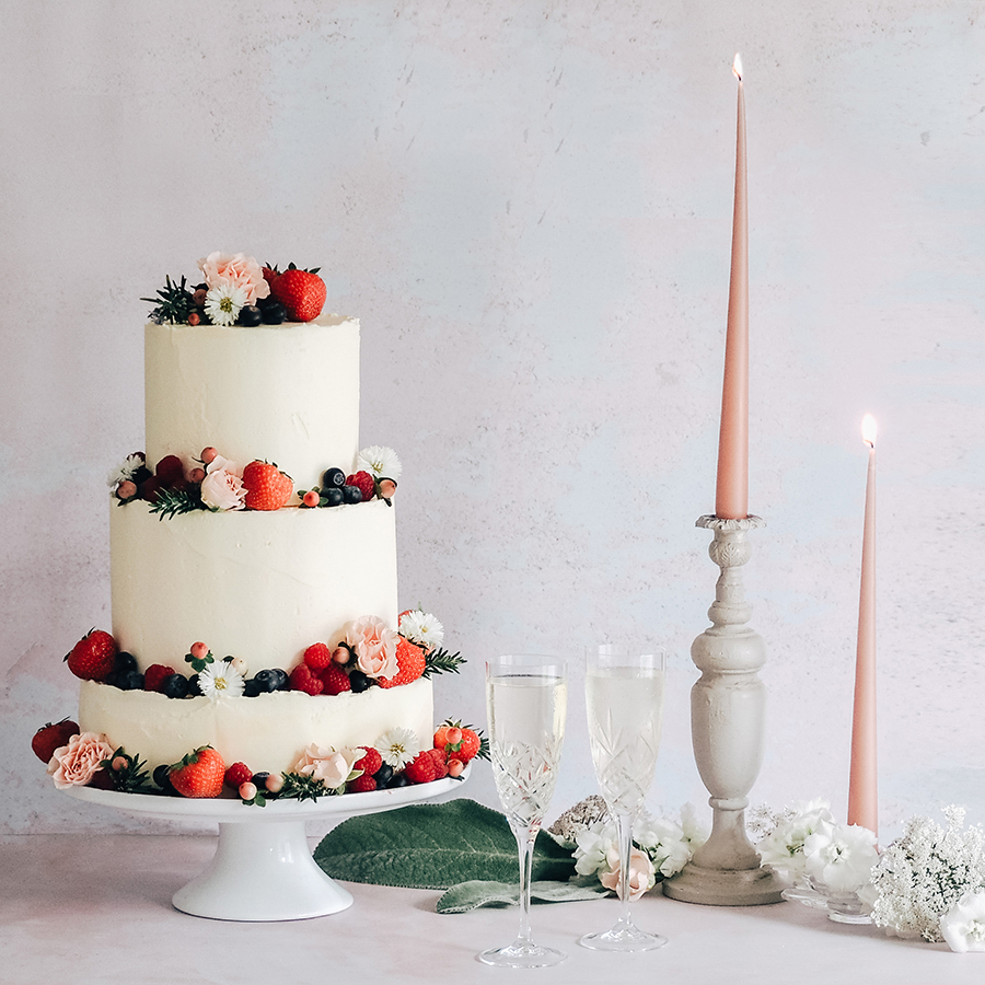 Summer fruits and buttercream wedding cake by Christina May