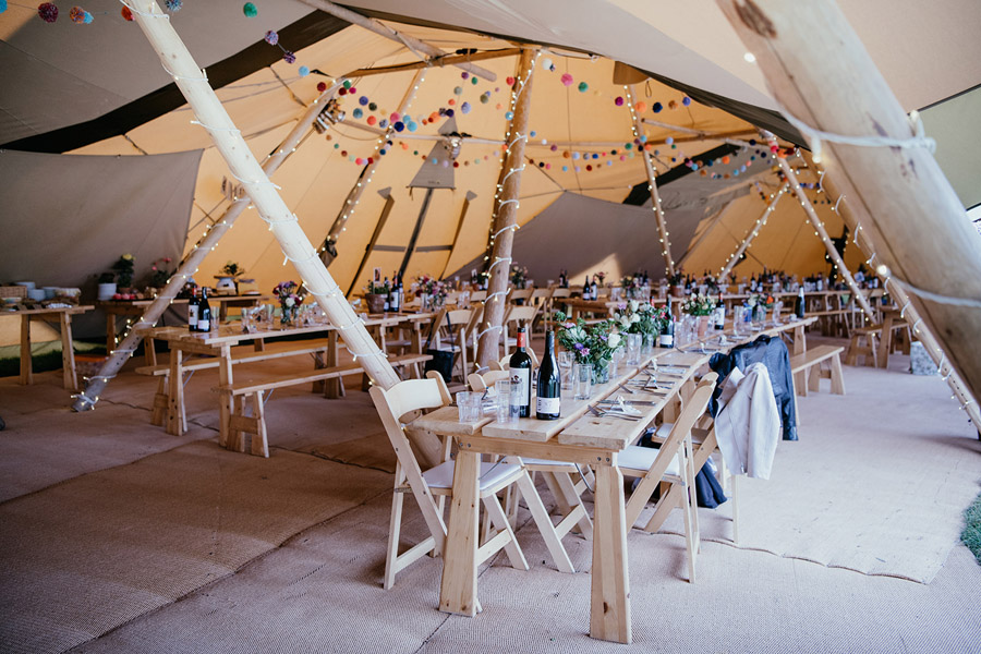 Wedding tipi Dorset by Coastal Tents; photographer credit Ellen J