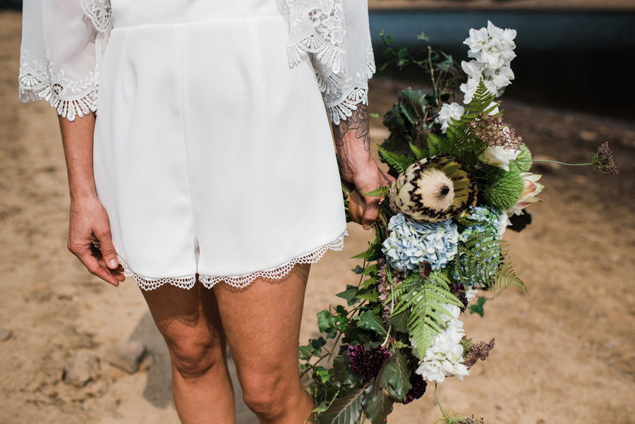 Sail away with me... wedding playsuit and fabulous florals by Fantail, image Fox Moon Photography (8)