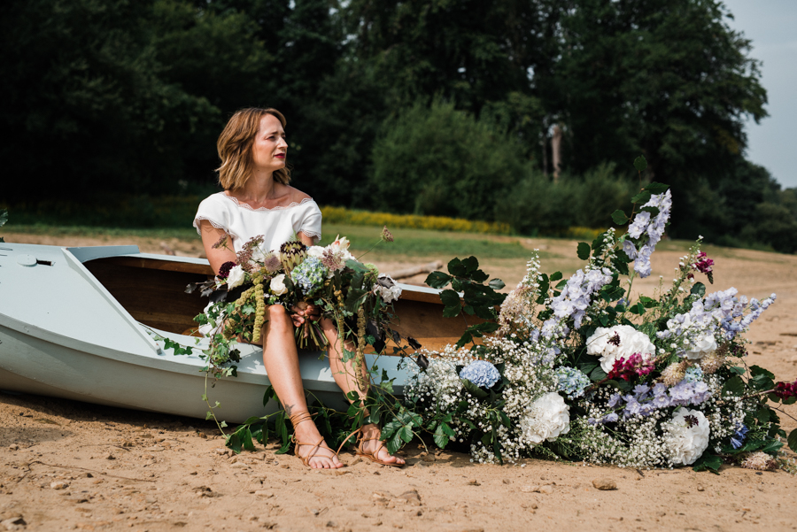 Sail away with me... wedding playsuit and fabulous florals by Fantail, image Fox Moon Photography (10)