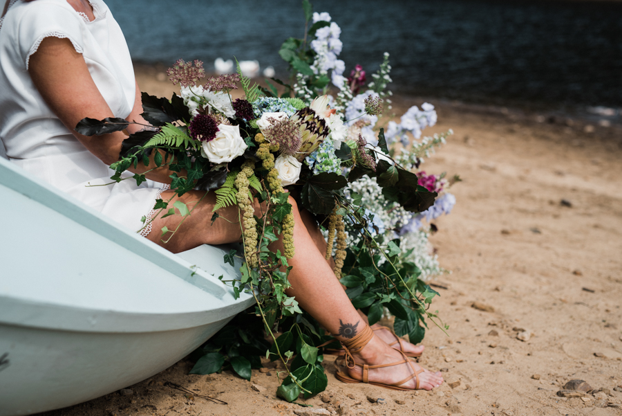 Sail away with me... wedding playsuit and fabulous florals by Fantail, image Fox Moon Photography (12)