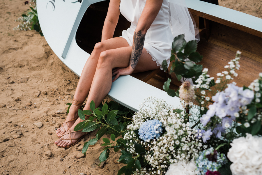 Sail away with me... wedding playsuit and fabulous florals by Fantail, image Fox Moon Photography (15)