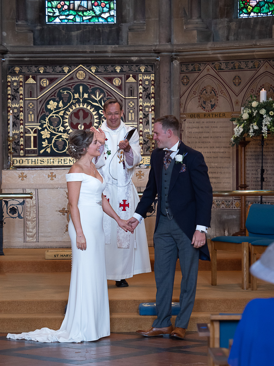 Vanessa and Oli, just married at Warsash church, near Southampton - Dom Brenton Photography