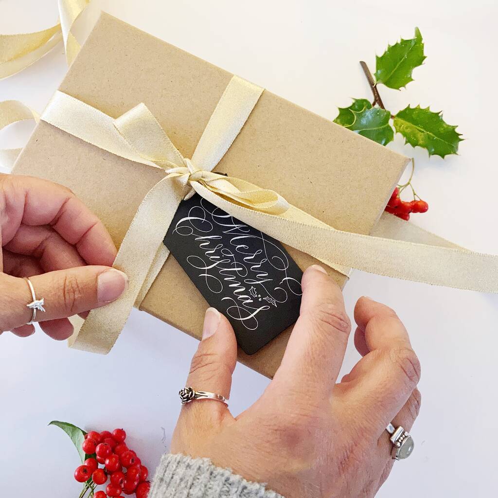 Merry Christmas black gift tags