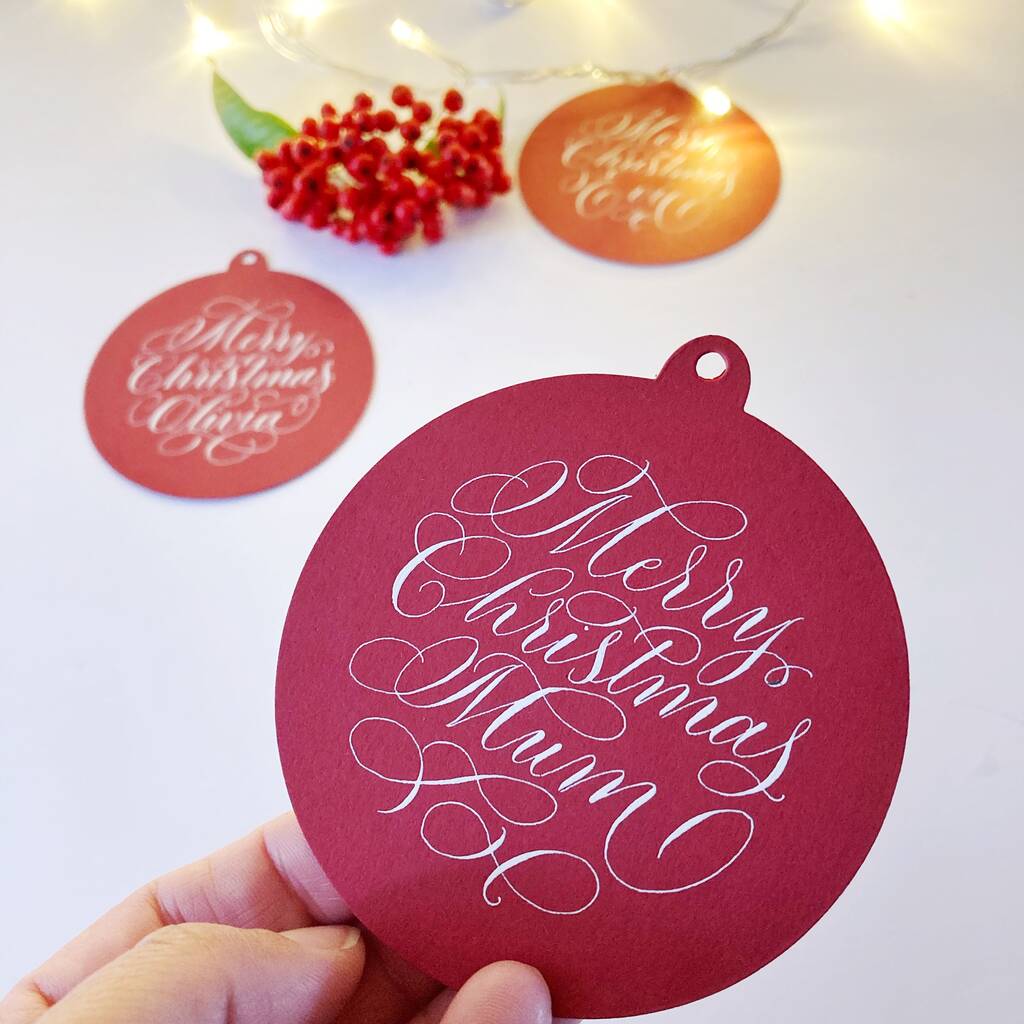 Bauble shaped gift tags personalised